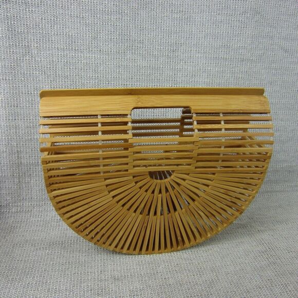 Bamboo Handbag Women Boho Summer Beach Vacation Wood Bag Purse Bohemian Ark Cage - Picture 2 of 10